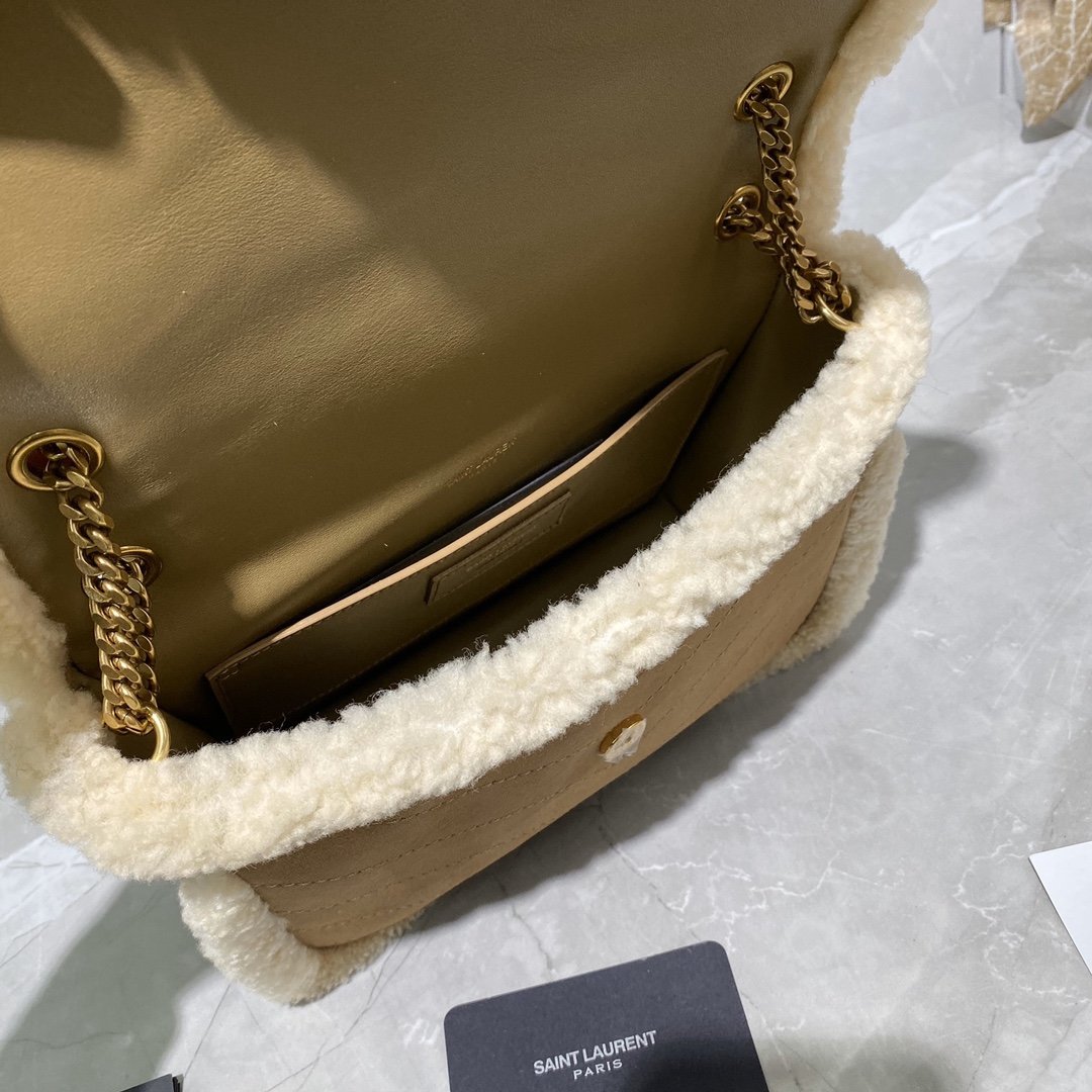 Original Copy Saint Laurent Niki Monogram Bag With Flap in Nubuck and Shearling