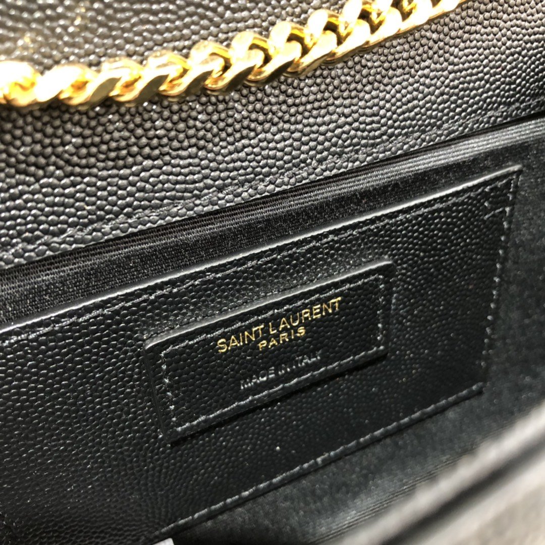 Original Copy Saint Laurent Small Kate Chain Bag in Black with Tassel in Grain de Poudre Embossed Leather Gold Hardware