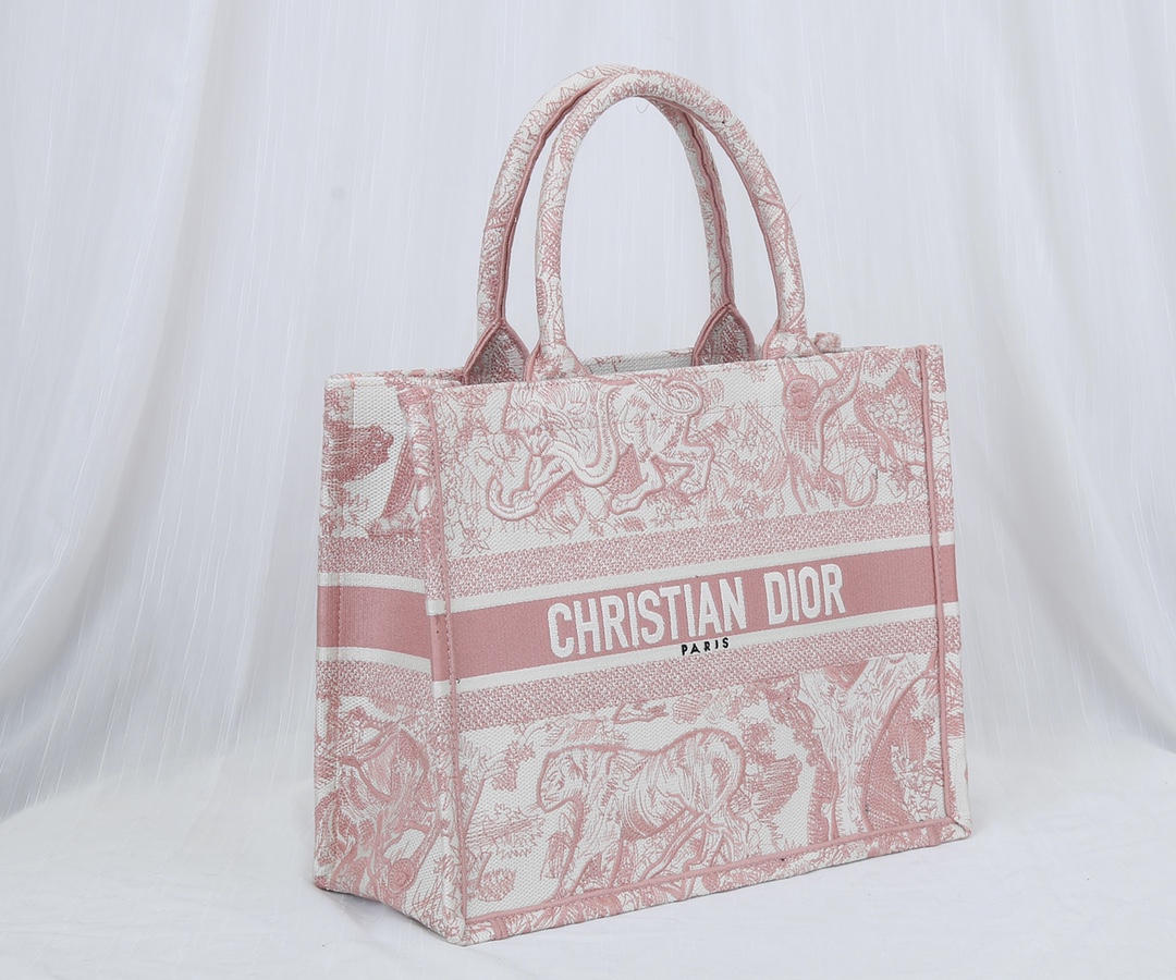 Original Copy Small Dior Book Tote Pink Toile de Jouy Embroidery