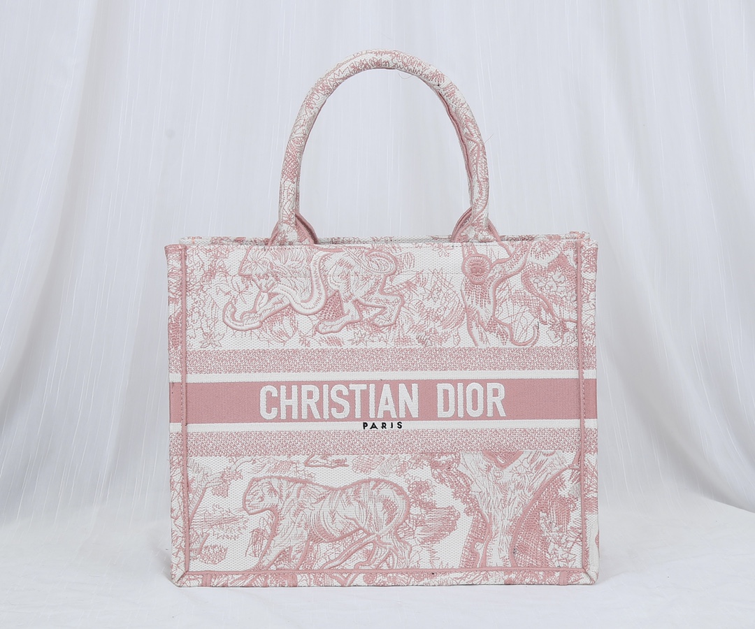 Original Copy Small Dior Book Tote Pink Toile de Jouy Embroidery