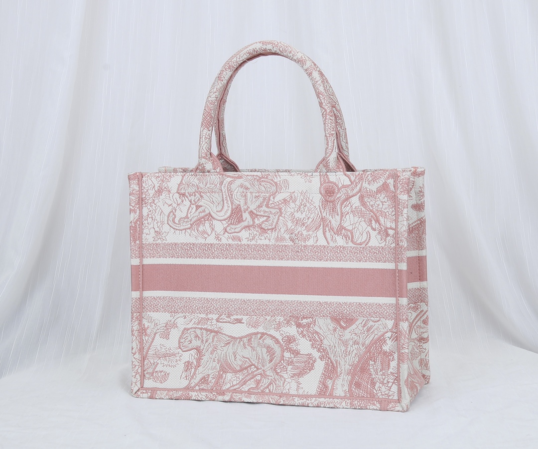 Original Copy Small Dior Book Tote Pink Toile de Jouy Embroidery