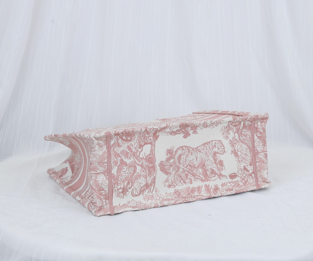 Original Copy Small Dior Book Tote Pink Toile de Jouy Embroidery