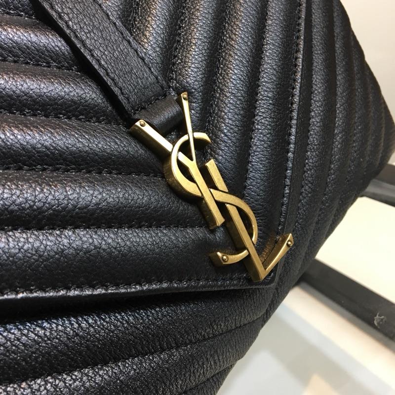 Original Quality Saint Laurent College Bag in Hazelnut Matelasse Leather Black with Gold Hardware