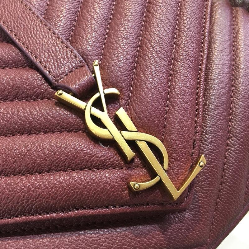 Original Quality Saint Laurent College Bag in Hazelnut Matelasse Leather Dark Red with Gold Hardware