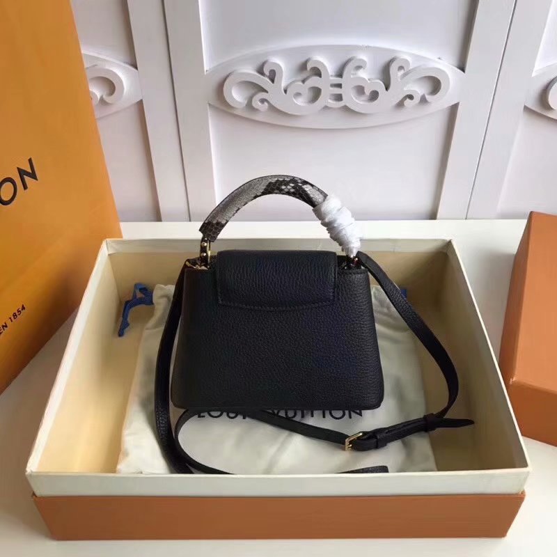 Original Replica Louis Vuitton M50531 Capucines BB Full Grain Taurillon Leather Combines with Python Ayers Noir