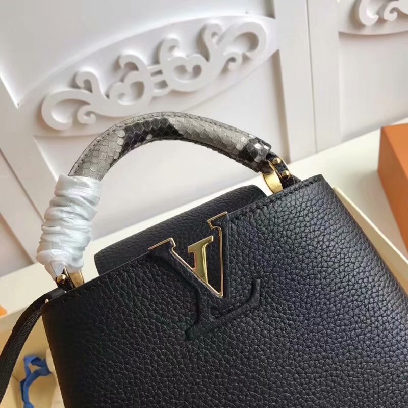 Original Replica Louis Vuitton M50531 Capucines BB Full Grain Taurillon Leather Combines with Python Ayers Noir