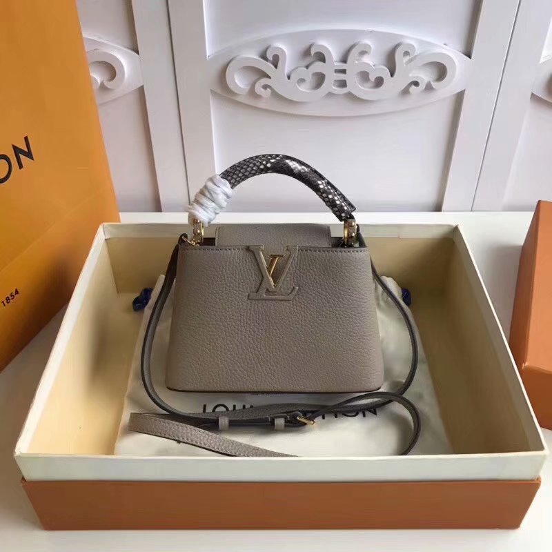 Original Replica Louis Vuitton M50533 Capucines BB Full Grain Taurillon Leather Combines with Python Ayers Galet