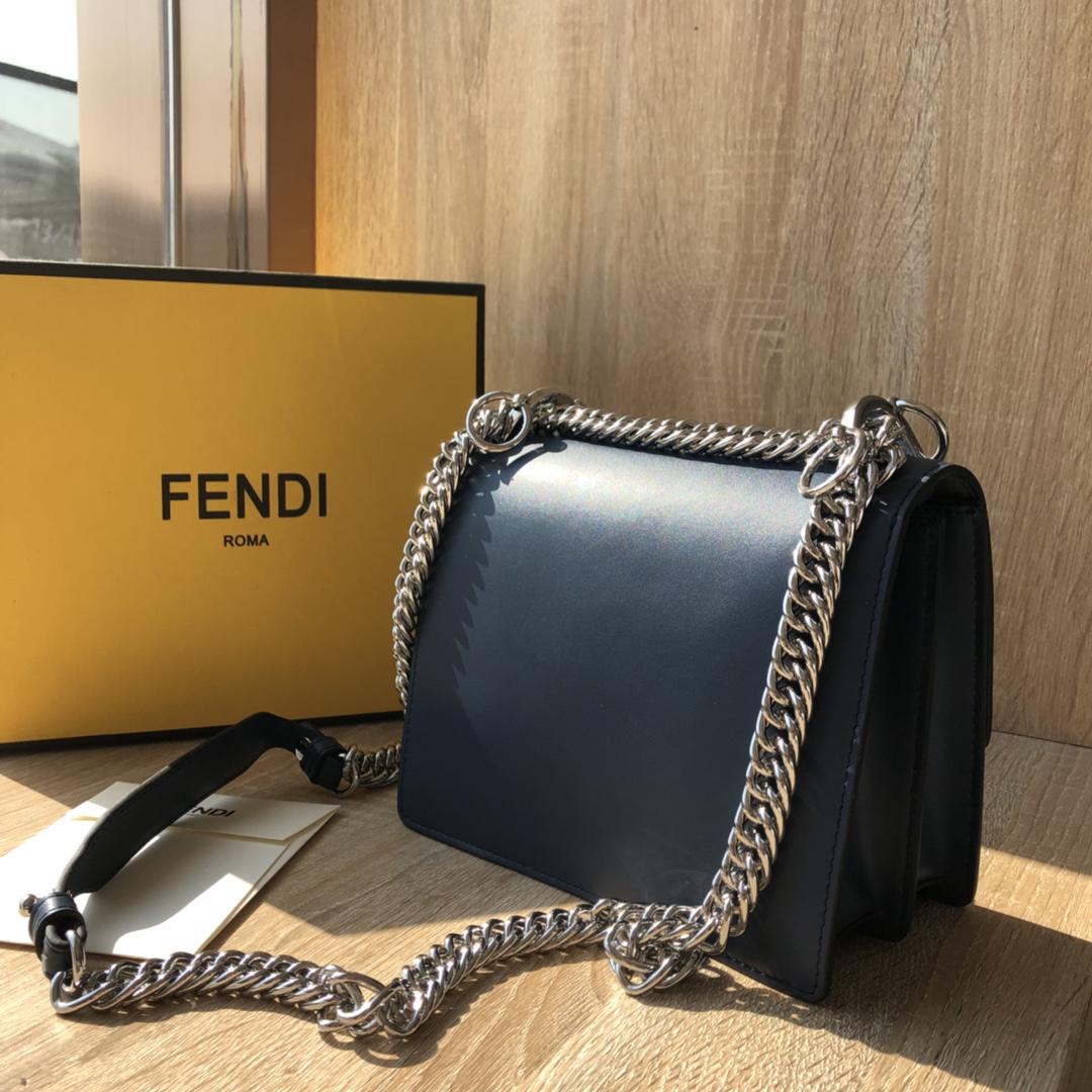 Perfect Replica  Fendi Small Kan I Blue Leather Mini Bag