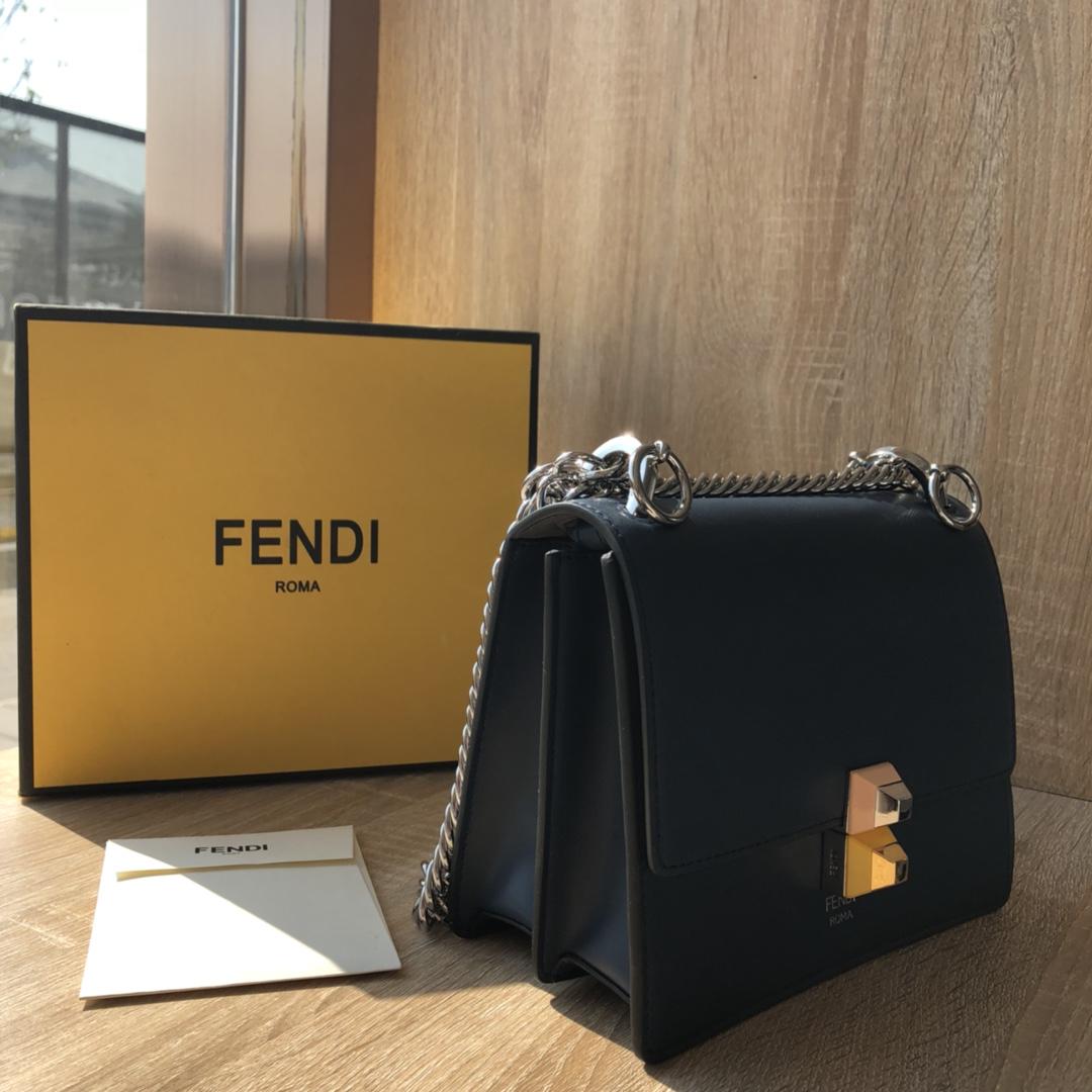 Perfect Replica  Fendi Small Kan I Blue Leather Mini Bag