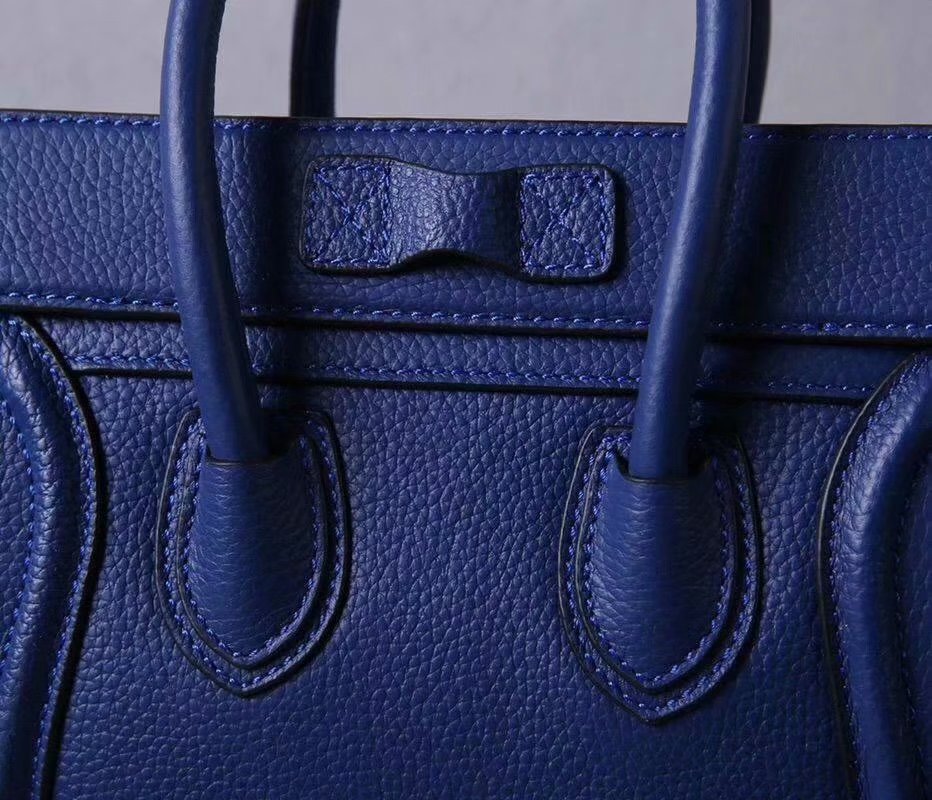 Perfect Replica Celine Nano Luggage Bag in Durmmed Calfskin Blue