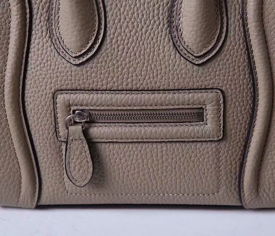 Perfect Replica Celine Nano Luggage Bag in Durmmed Calfskin Gray