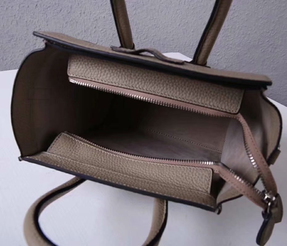 Perfect Replica Celine Nano Luggage Bag in Durmmed Calfskin Gray