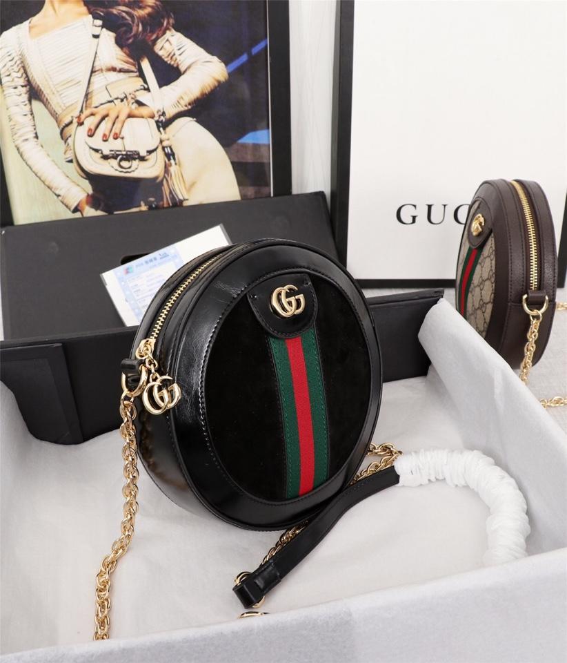 Perfect Replica Gucci 550618 Women Ophidia Mini GG Round Shoulder Bag Black