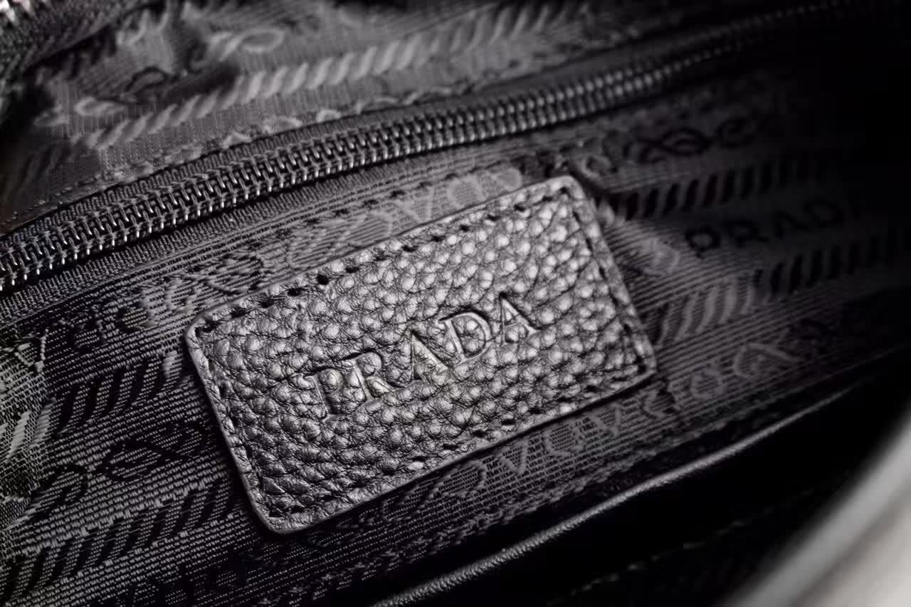 Prada 0242-3B Leather Men Messenger Bag Black