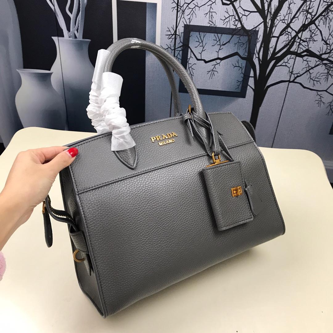 Prada 1BA047 Women Esplanade Leather Bag Grey