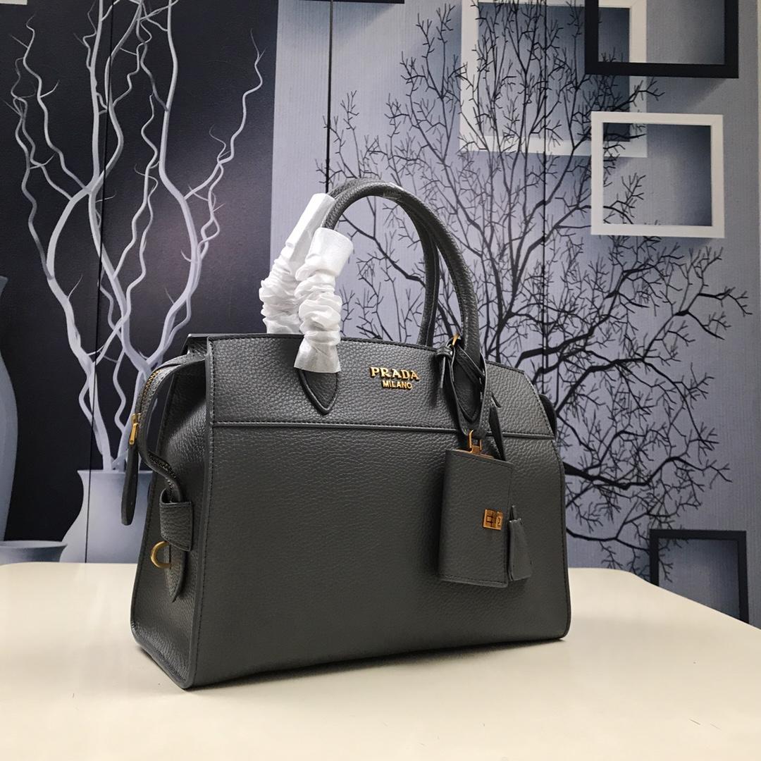 Prada 1BA047 Women Esplanade Leather Bag Grey