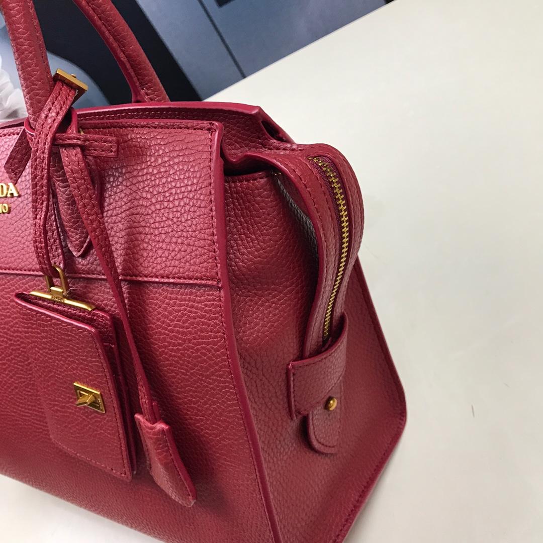 Prada 1BA047 Women Esplanade Leather Bag Red