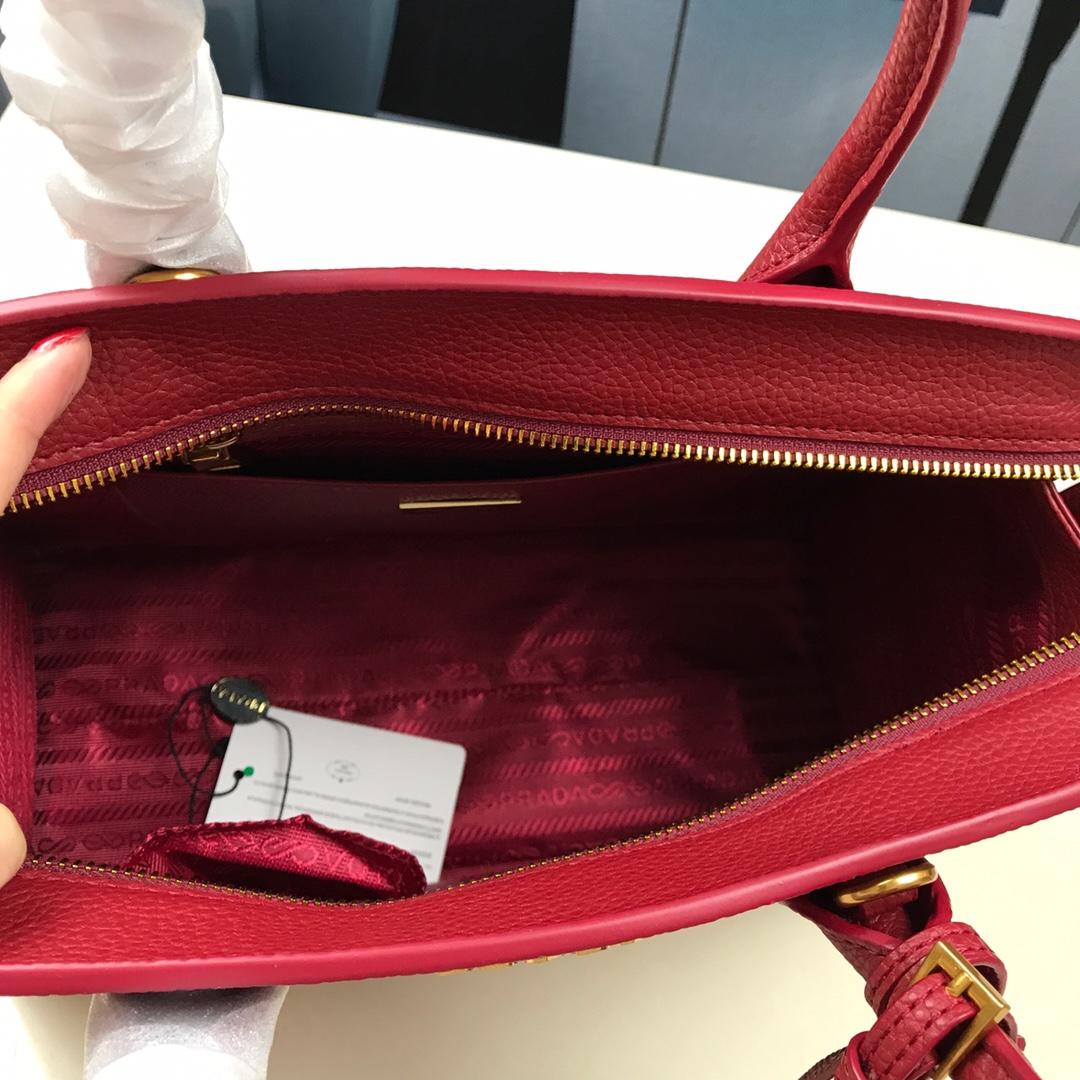 Prada 1BA047 Women Esplanade Leather Bag Red