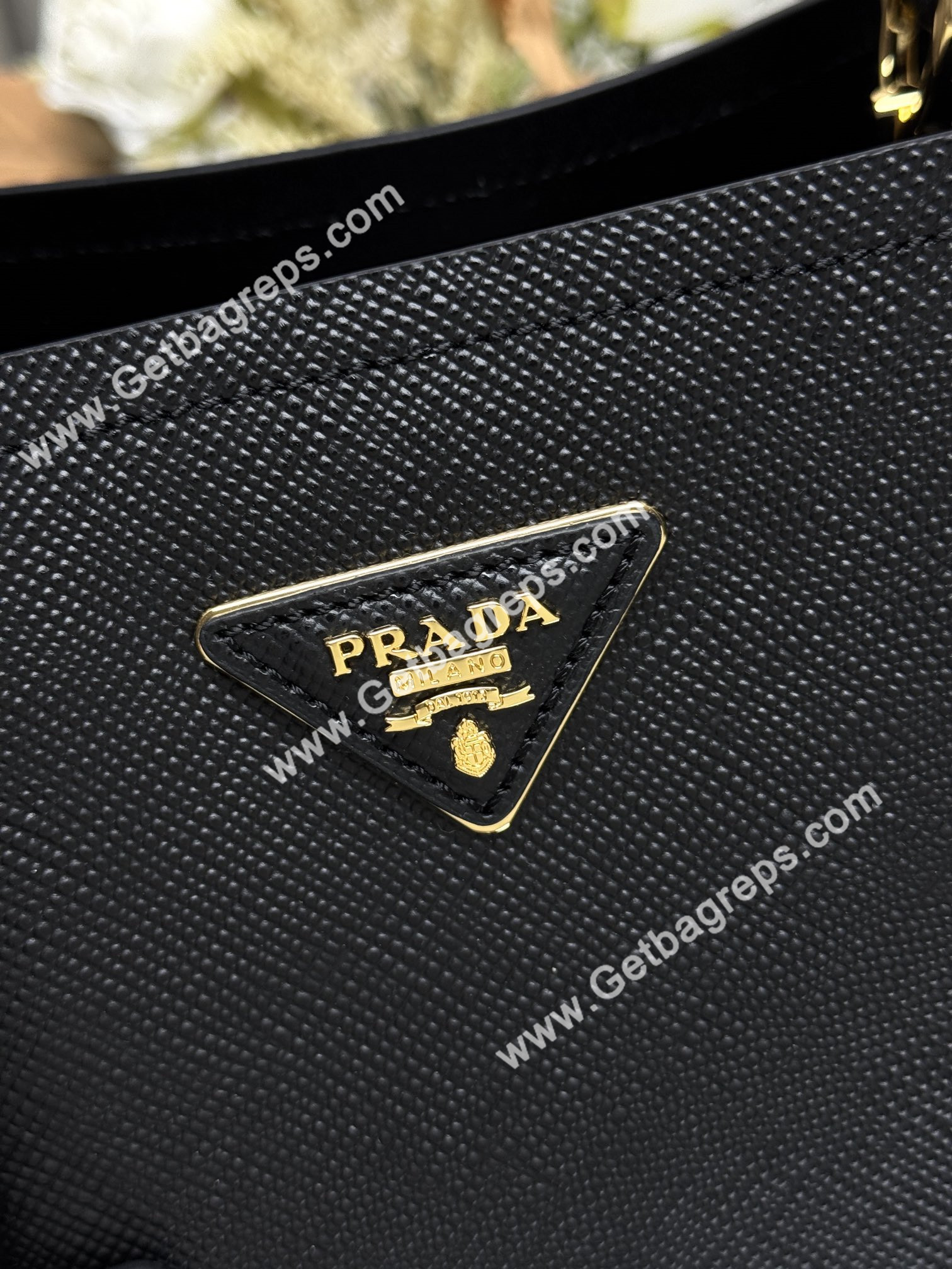 Prada 1BA217 Panier Saffiano Leather Large-Bag Black