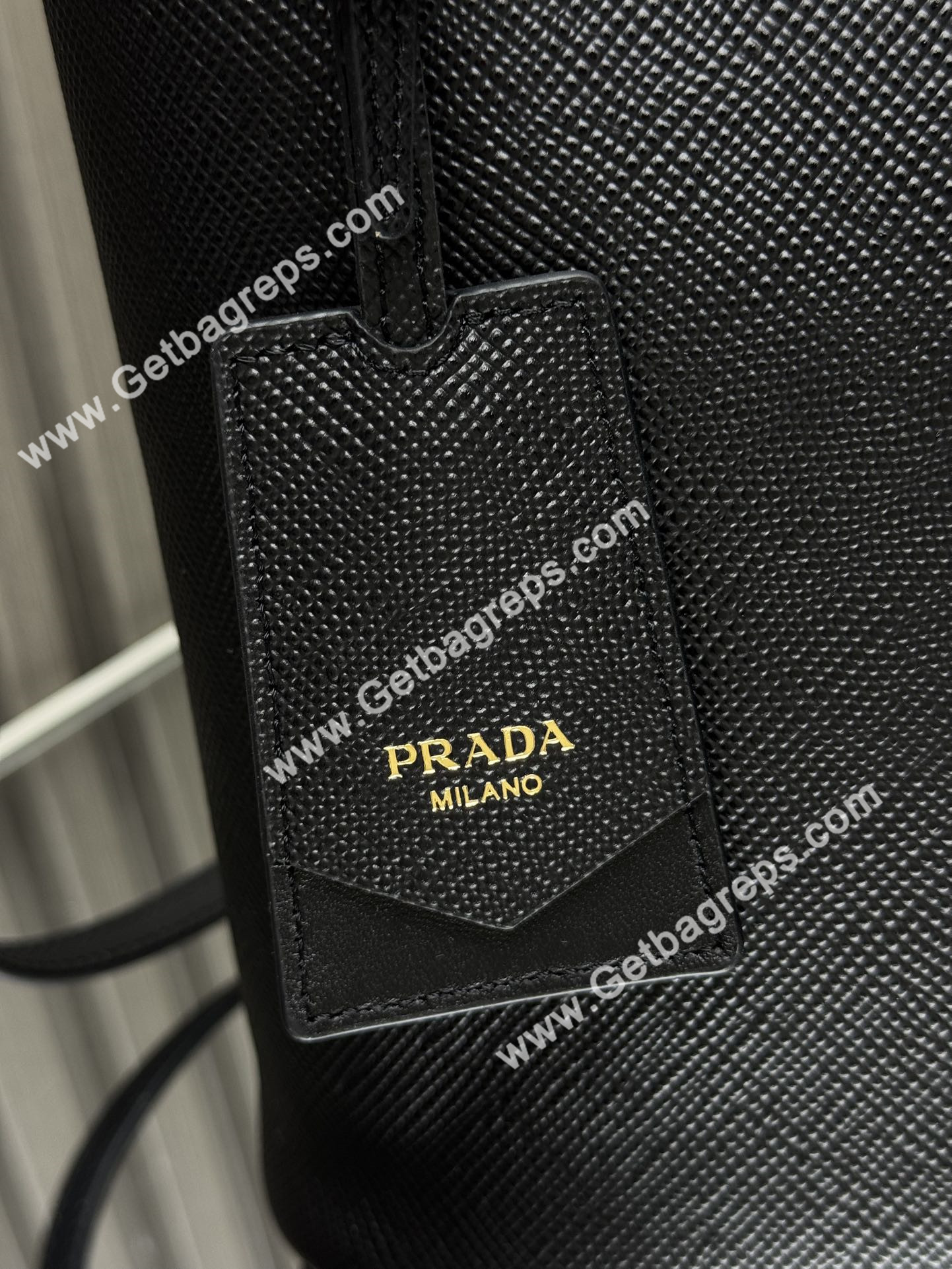Prada 1BA217 Panier Saffiano Leather Large-Bag Black