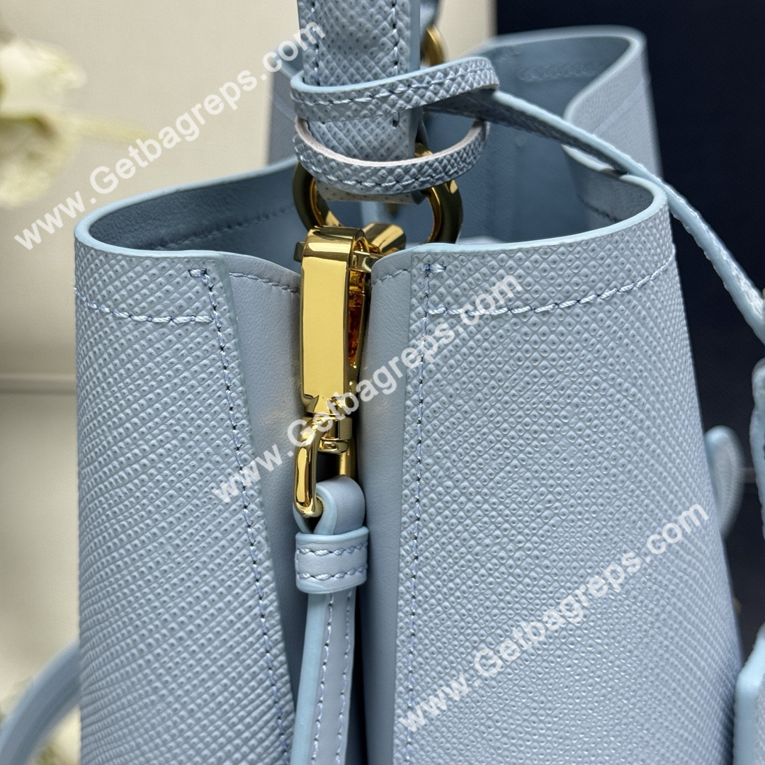 Prada 1BA217 Panier Saffiano Leather Large-Bag Blue