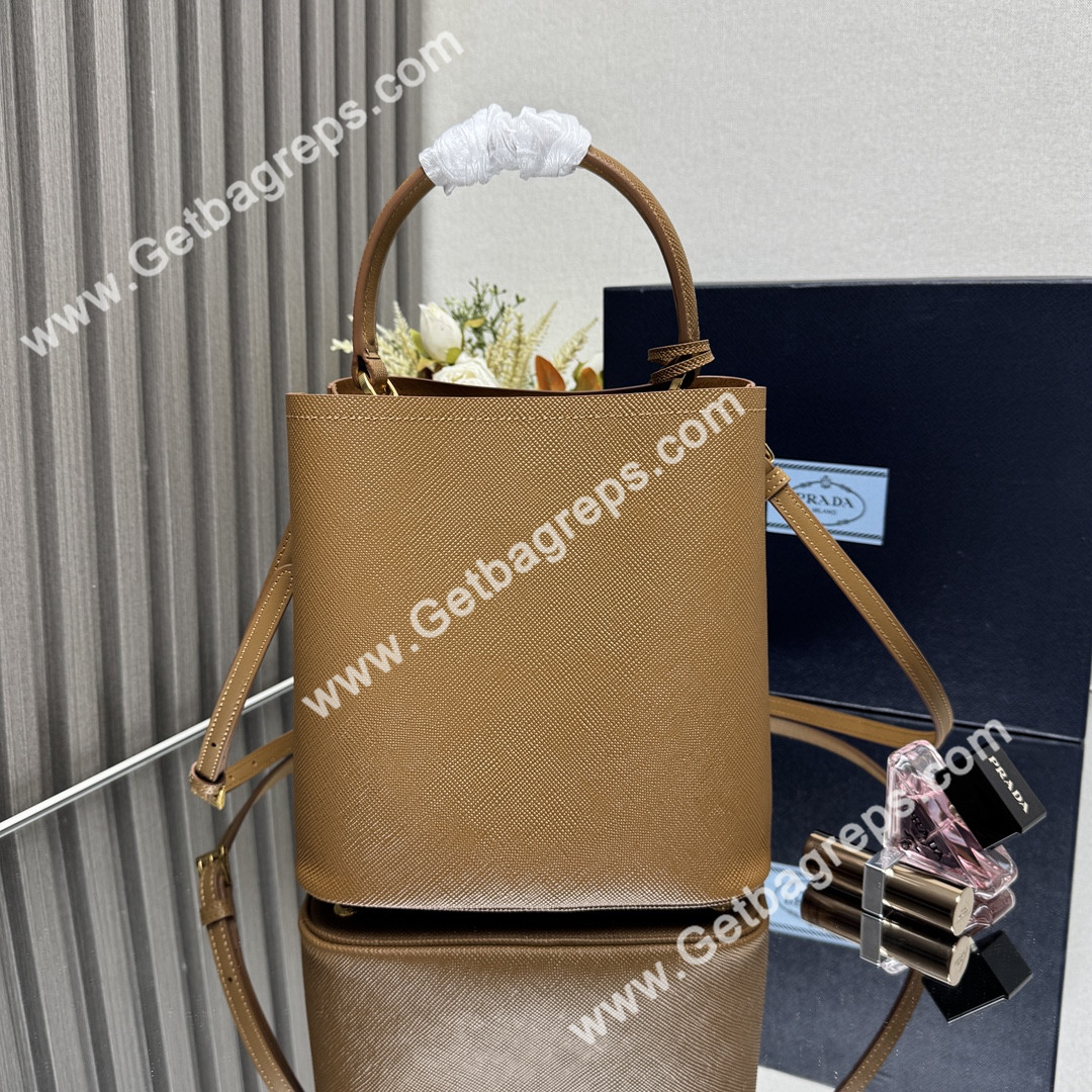 Prada 1BA217 Panier Saffiano Leather Large-Bag Brown