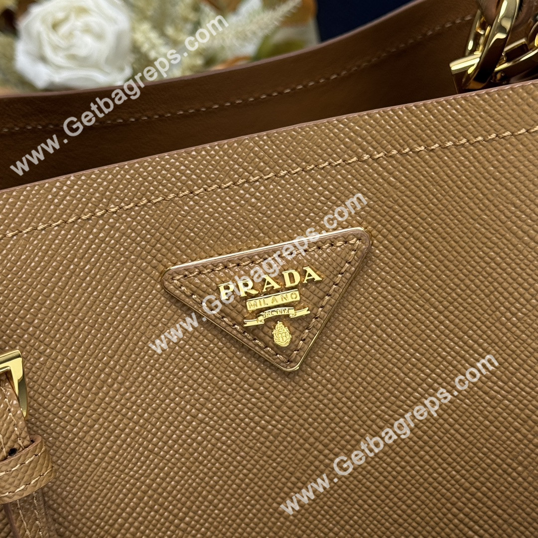 Prada 1BA217 Panier Saffiano Leather Large-Bag Brown