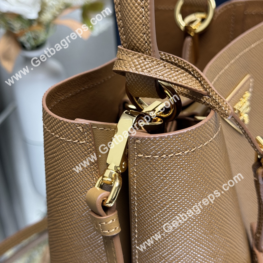 Prada 1BA217 Panier Saffiano Leather Large-Bag Brown