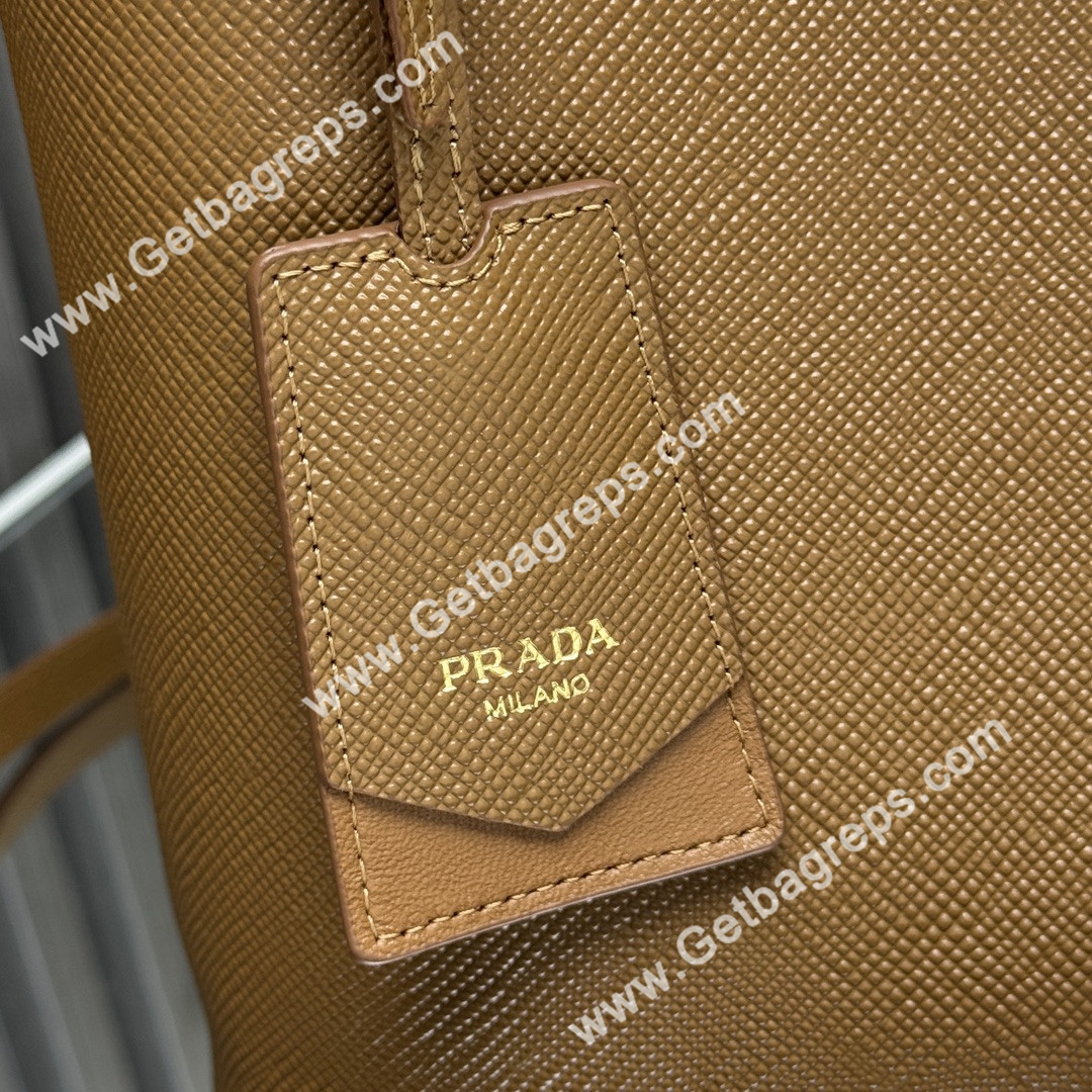 Prada 1BA217 Panier Saffiano Leather Large-Bag Brown