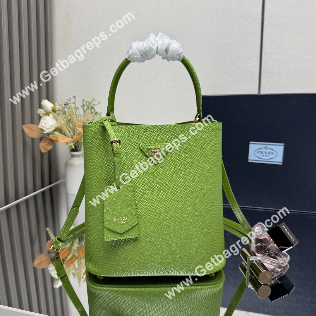 Prada 1BA217 Panier Saffiano Leather Large-Bag Green
