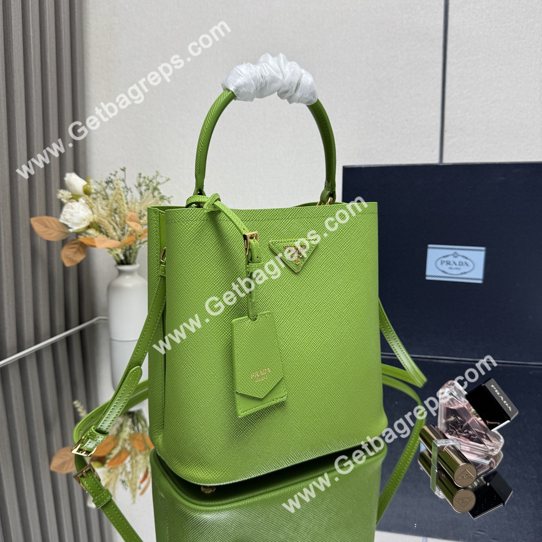 Prada 1BA217 Panier Saffiano Leather Large-Bag Green