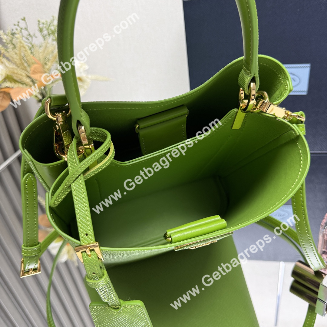 Prada 1BA217 Panier Saffiano Leather Large-Bag Green