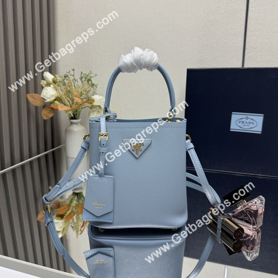 Prada 1BA217 Panier Saffiano Leather Mini-bag Blue