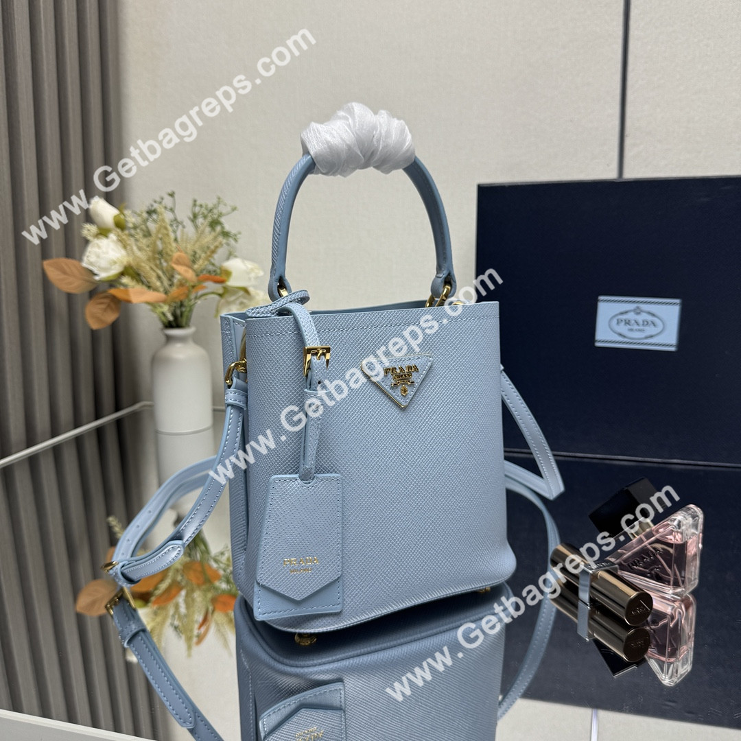 Prada 1BA217 Panier Saffiano Leather Mini-bag Blue