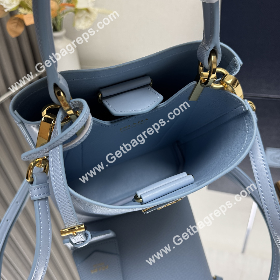 Prada 1BA217 Panier Saffiano Leather Mini-bag Blue
