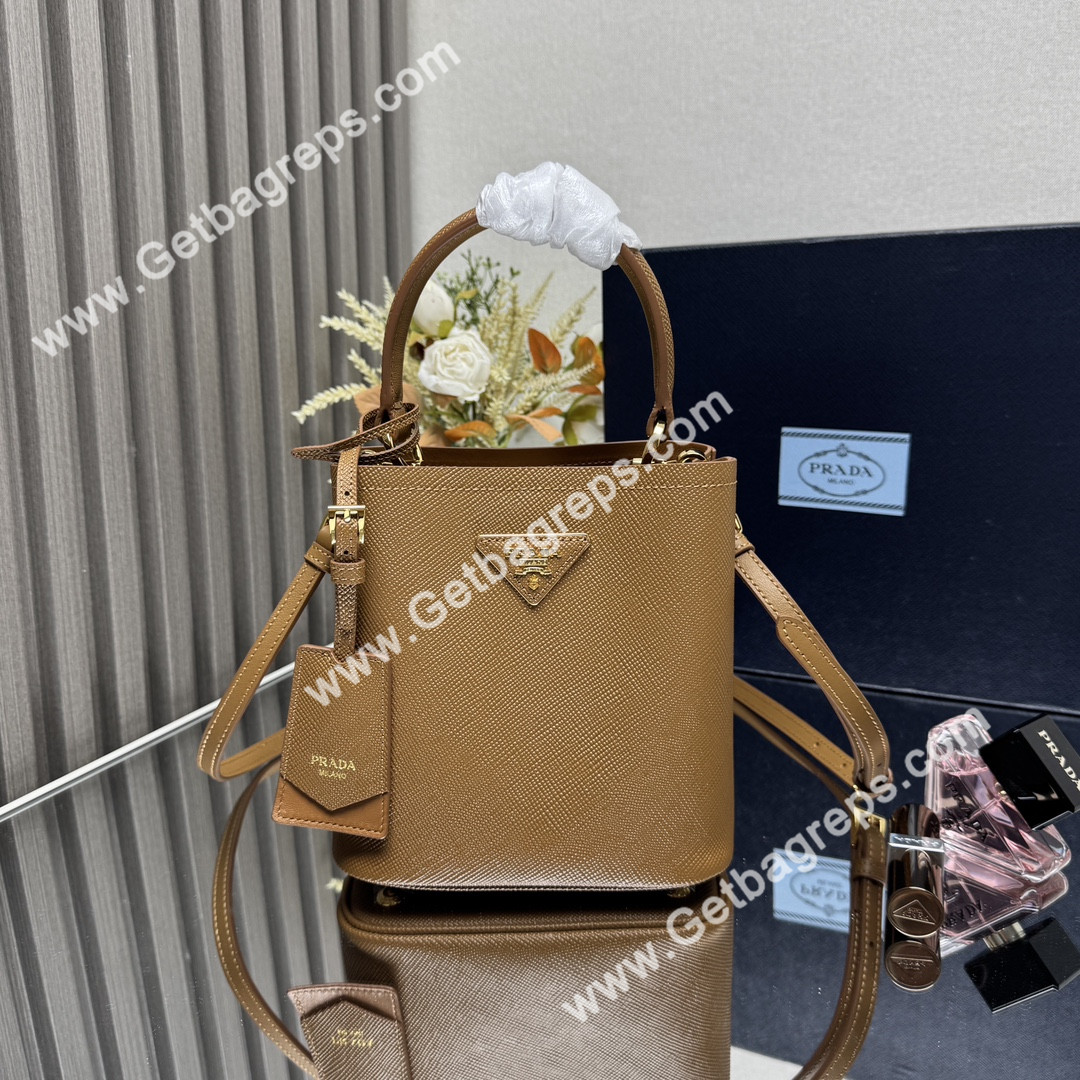 Prada 1BA217 Panier Saffiano Leather Mini-bag Brown