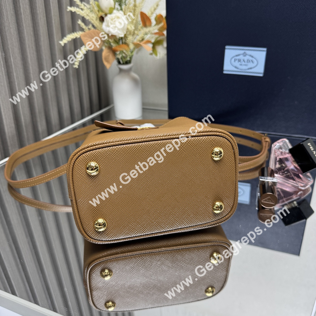 Prada 1BA217 Panier Saffiano Leather Mini-bag Brown