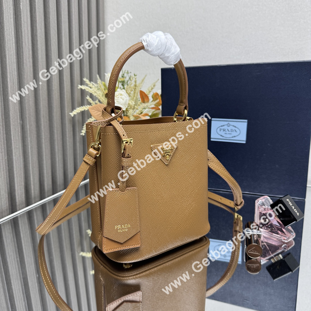 Prada 1BA217 Panier Saffiano Leather Mini-bag Brown