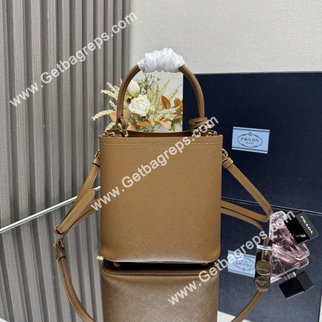 Prada 1BA217 Panier Saffiano Leather Mini-bag Brown