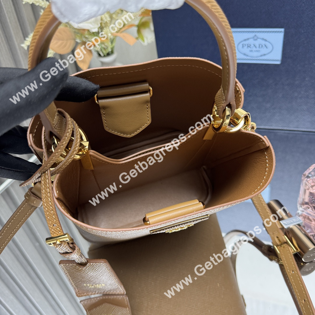 Prada 1BA217 Panier Saffiano Leather Mini-bag Brown