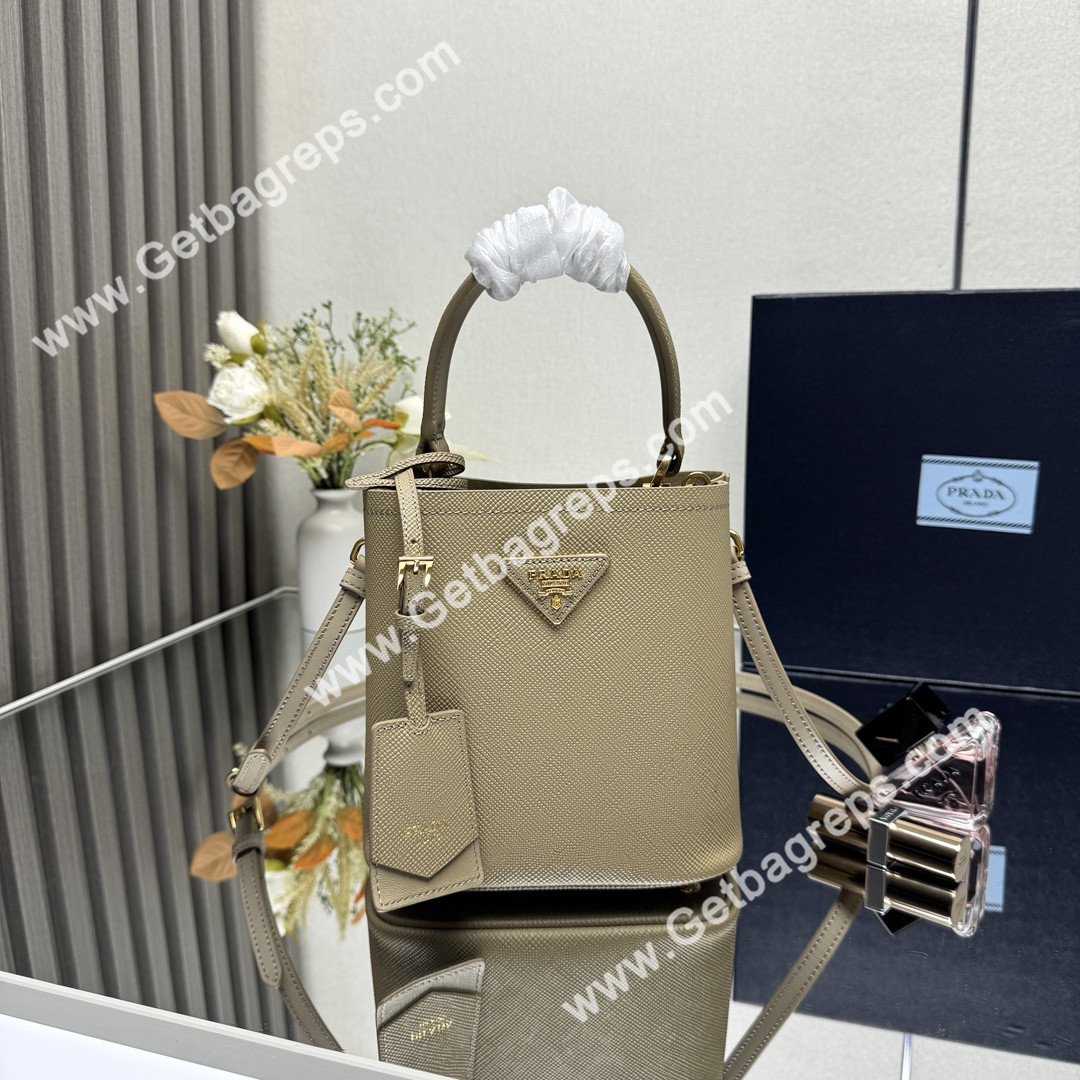 Prada 1BA217 Panier Saffiano Leather Mini-bag Gray