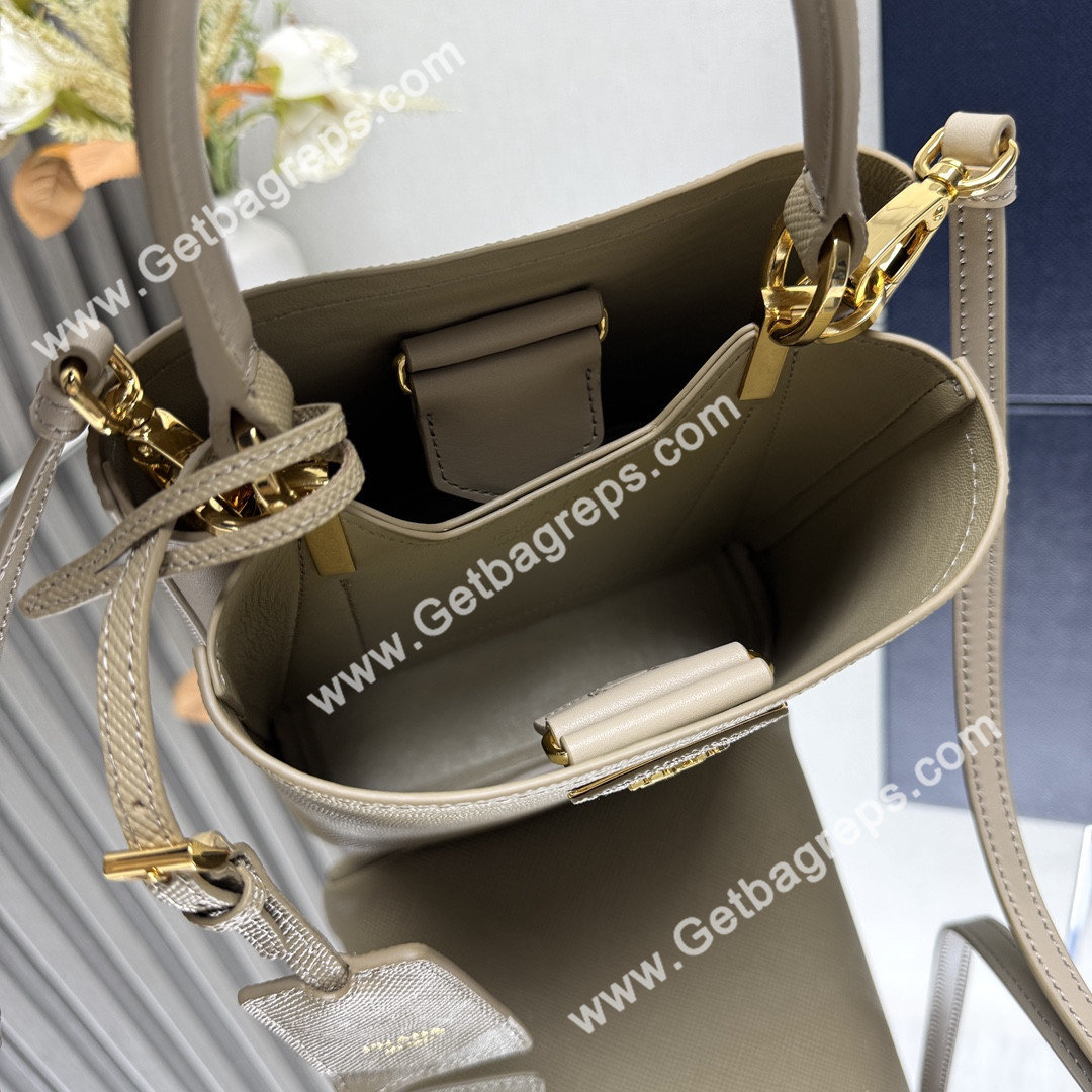 Prada 1BA217 Panier Saffiano Leather Mini-bag Gray