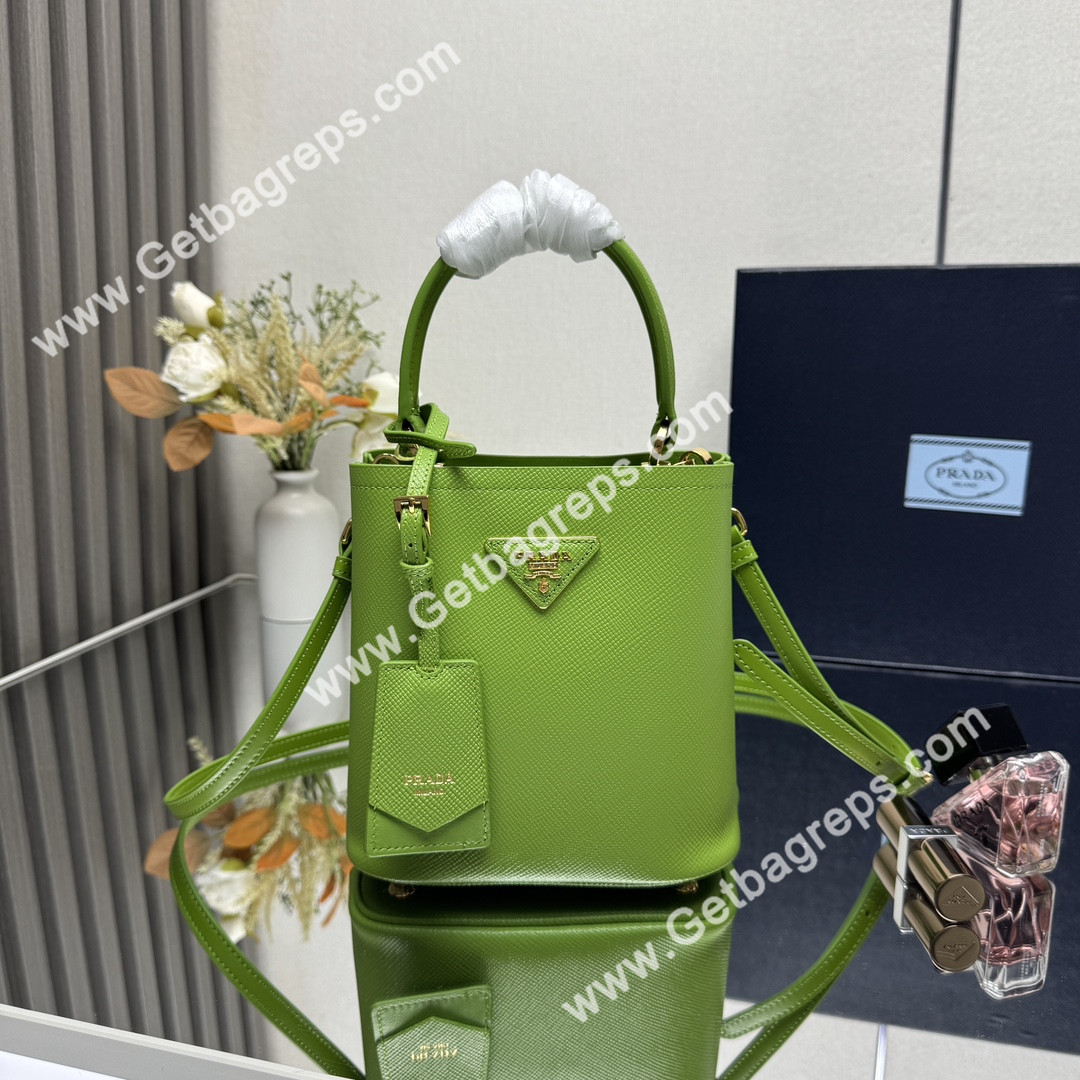 Prada 1BA217 Panier Saffiano Leather Mini-bag Green