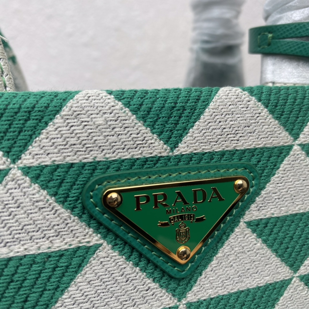 Prada 1BA354 Small Prada Symbole Jacquard Fabric Handbag Green