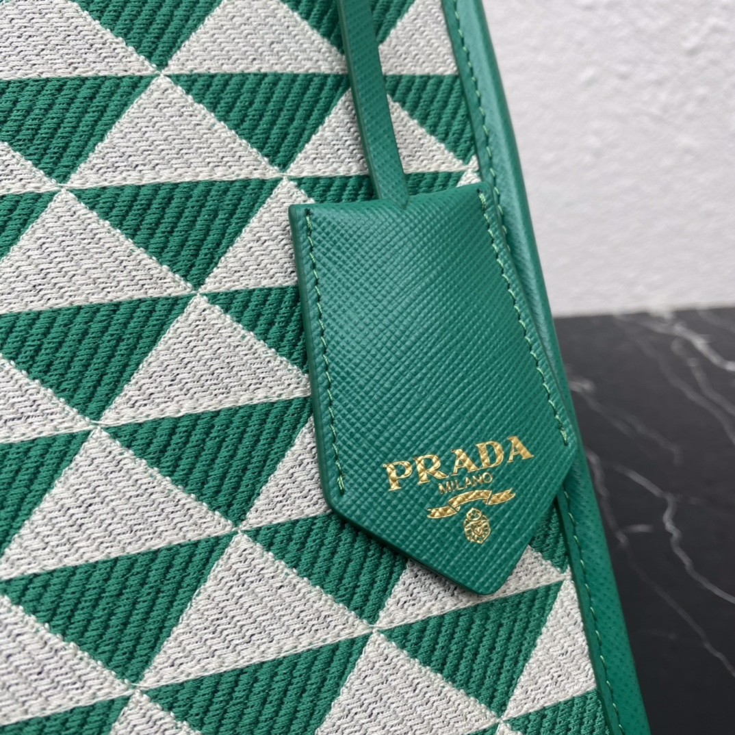 Prada 1BA354 Small Prada Symbole Jacquard Fabric Handbag Green