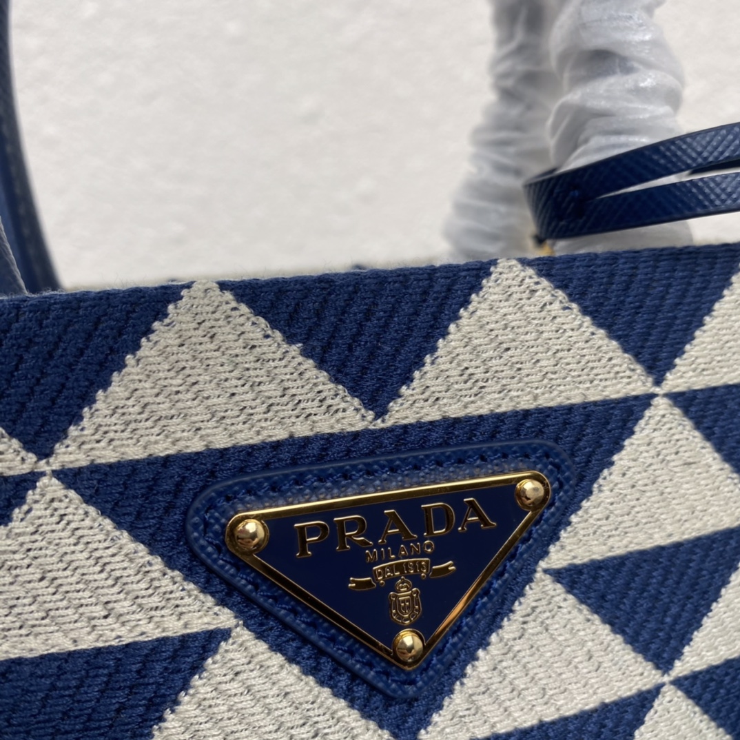 Prada 1BA355 Mini Symbole Jacquard Fabric Handbag Blue