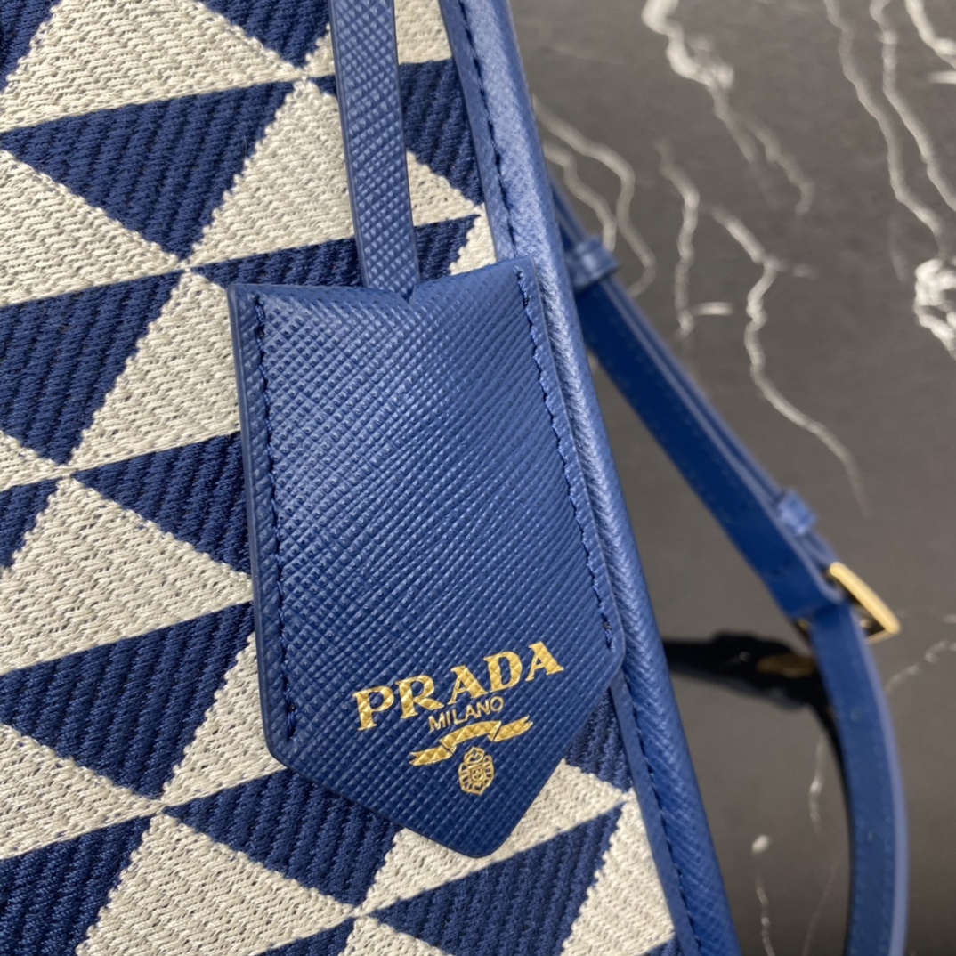 Prada 1BA355 Mini Symbole Jacquard Fabric Handbag Blue