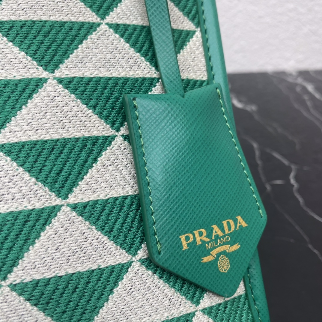 Prada 1BA355 Mini Symbole Jacquard Fabric Handbag Green