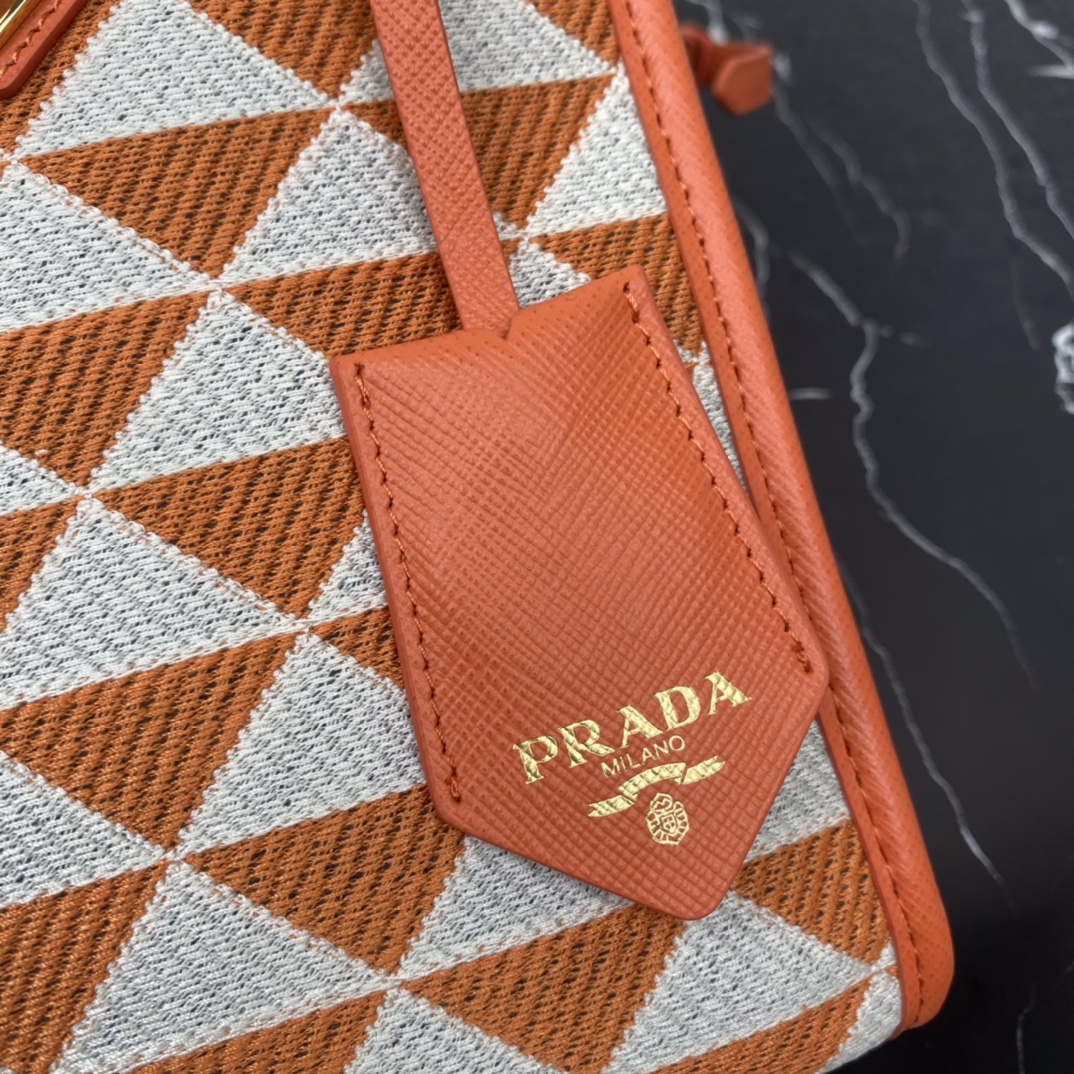 Prada 1BA355 Mini Symbole Jacquard Fabric Handbag Orange