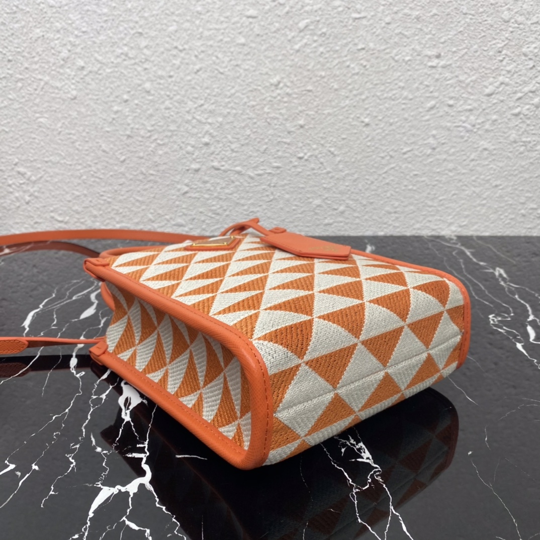 Prada 1BA355 Mini Symbole Jacquard Fabric Handbag Orange